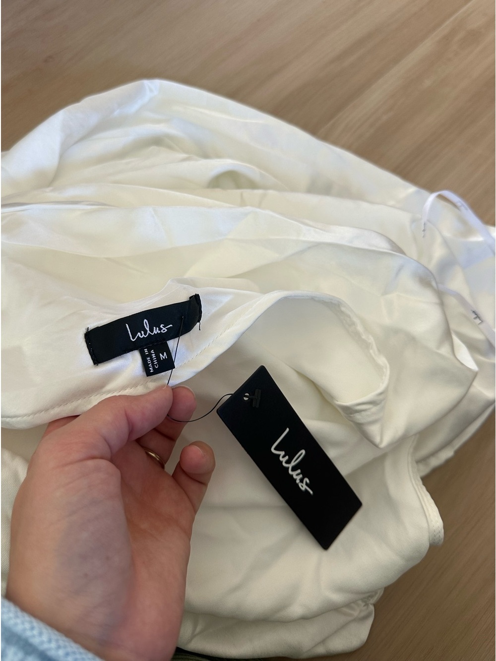 LULU'S Reglan White Satin One-Shoulder Sash Midi Dress - Picture 6 of 6